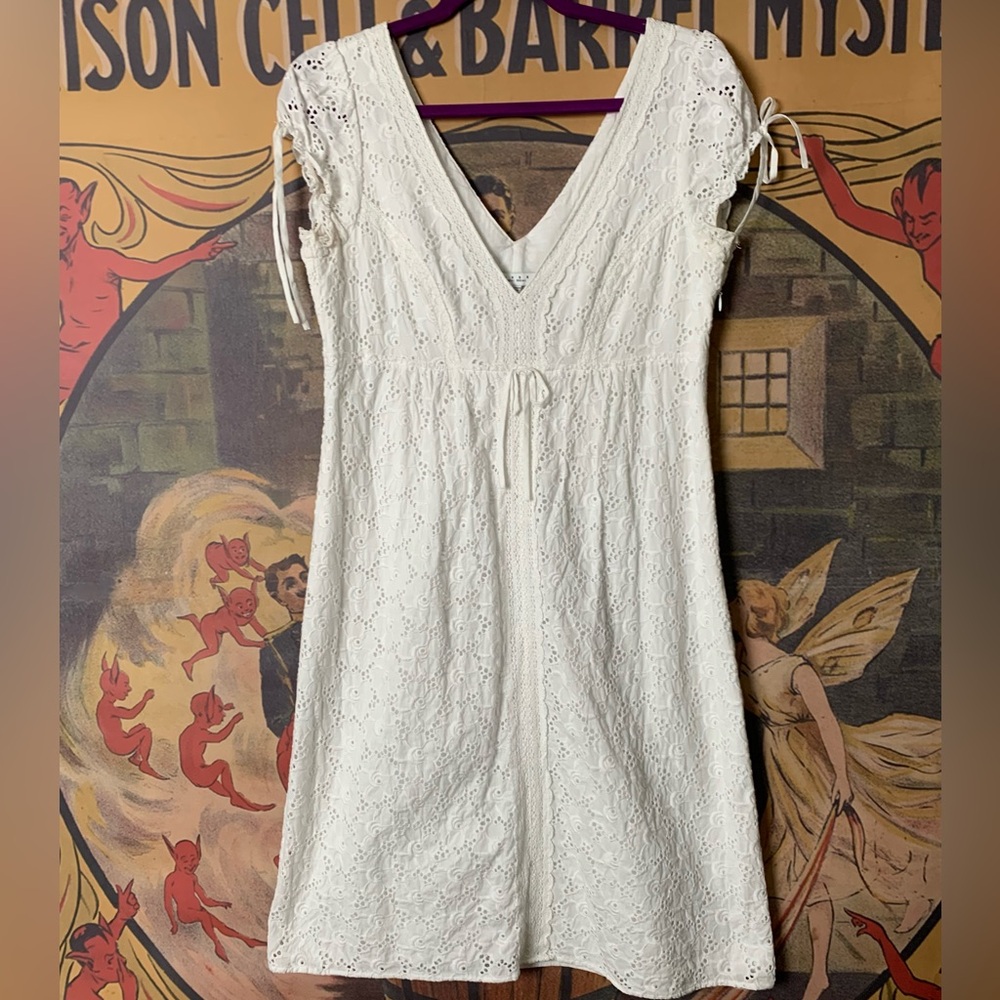 White Eyelet Lace Coquette Laundry by Shelli Segal Dress